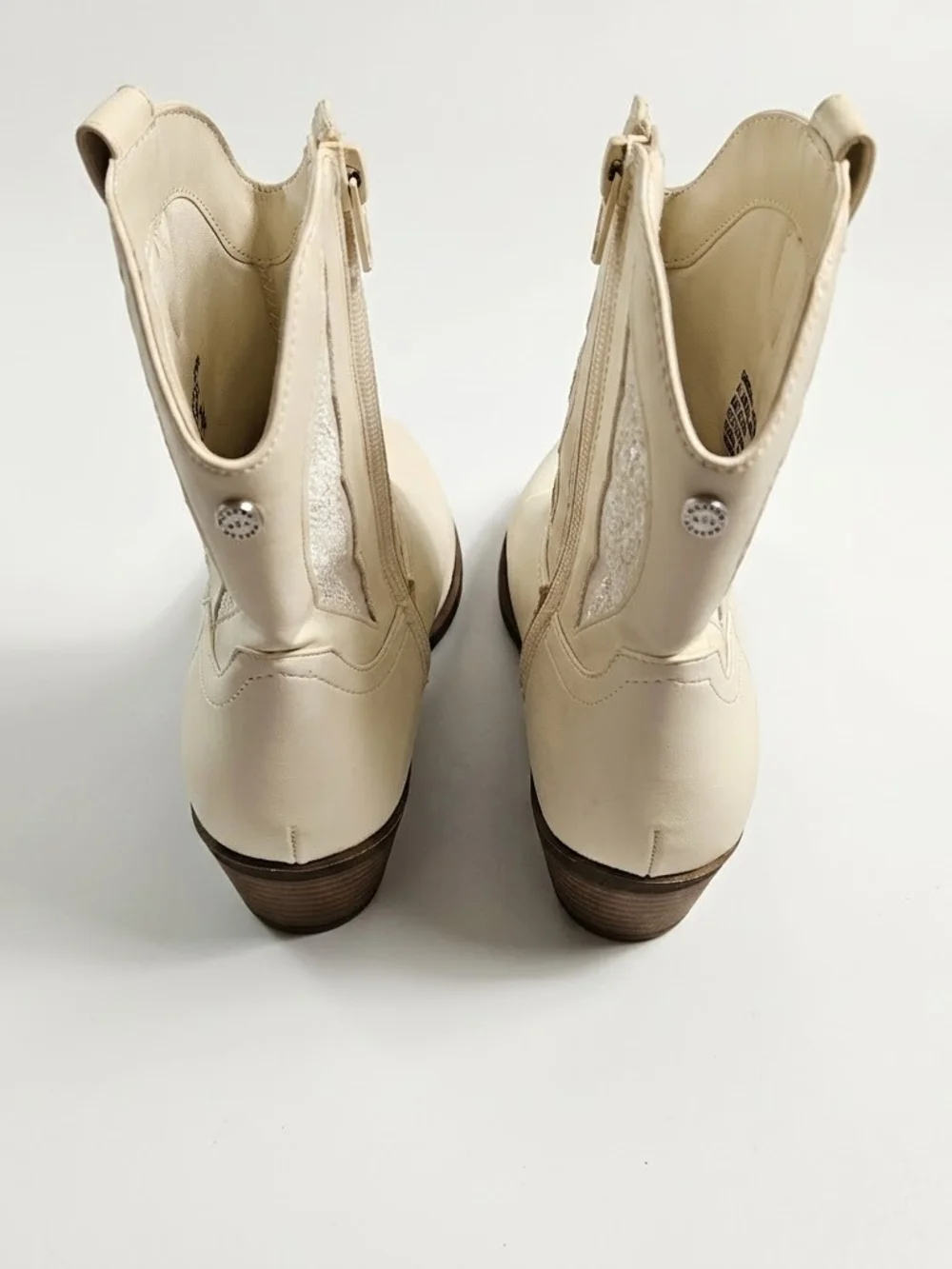 Madden NYC White Glitter Inset Western Ankle Cowboy Boots Size 5